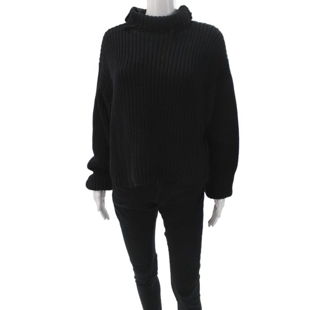 R+A Womens Black Turtleneck Pullover Sweater Long Sleeve Size M